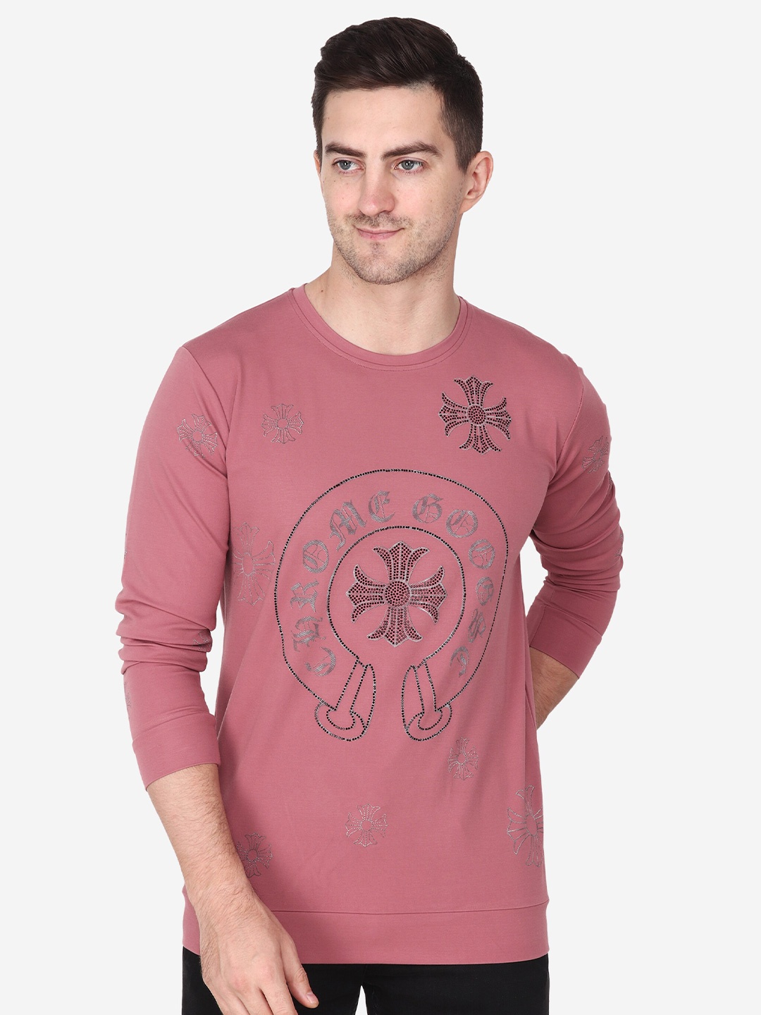 

Steele Typography Printed Pure Cotton Sweatshirt, Purple