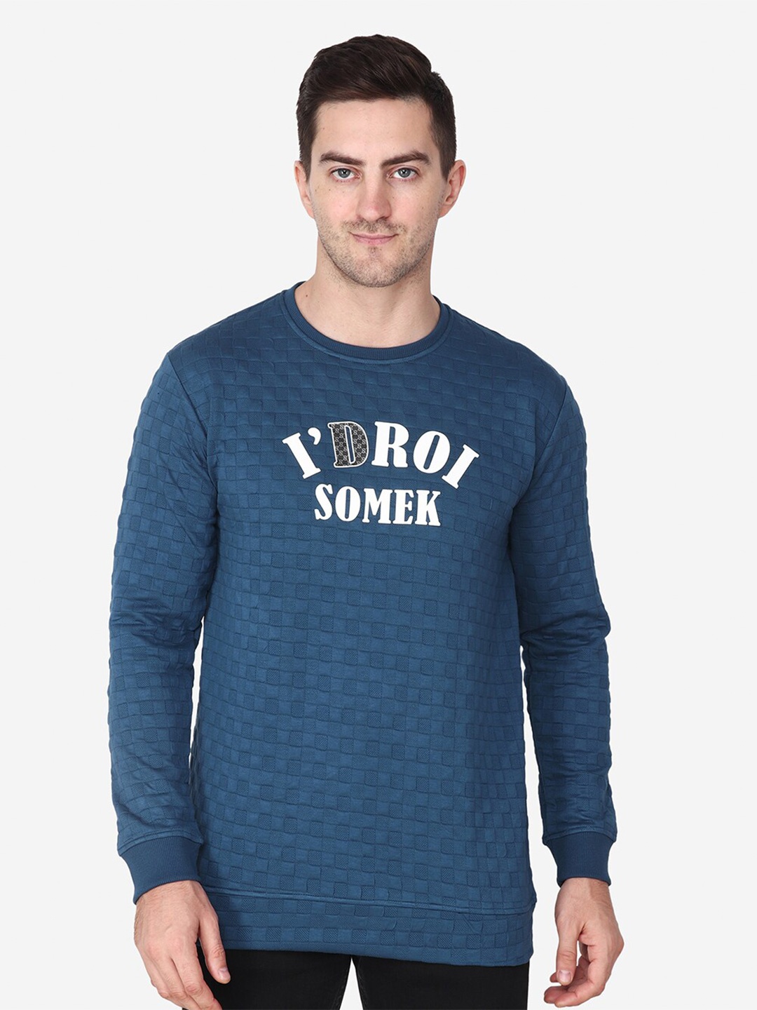 

Steele Typography Printed Pure Cotton Pullover, Blue