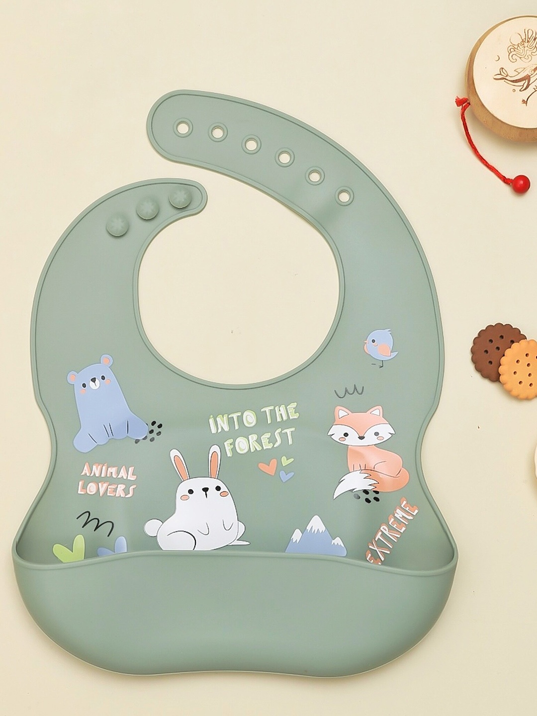 

Yellow Bee Infant Boys Printed Super Light Weight Bibs With Crumb Catcher, Grey