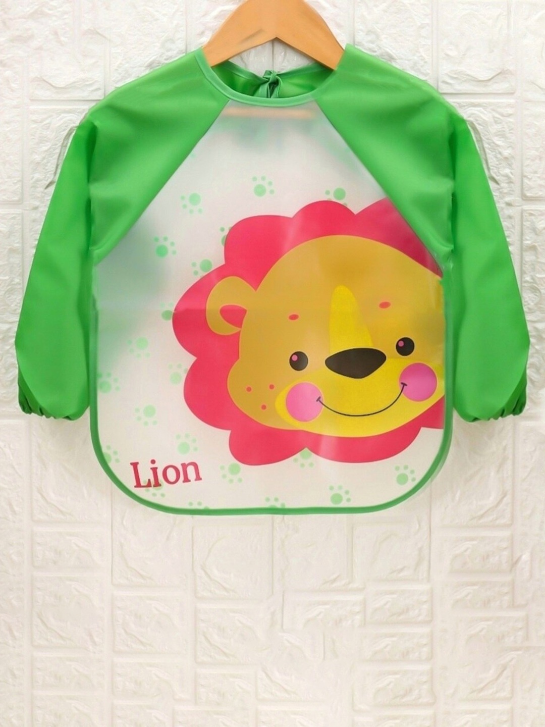

Yellow Bee Boys Printed Adjustable Closure Bibs, Green