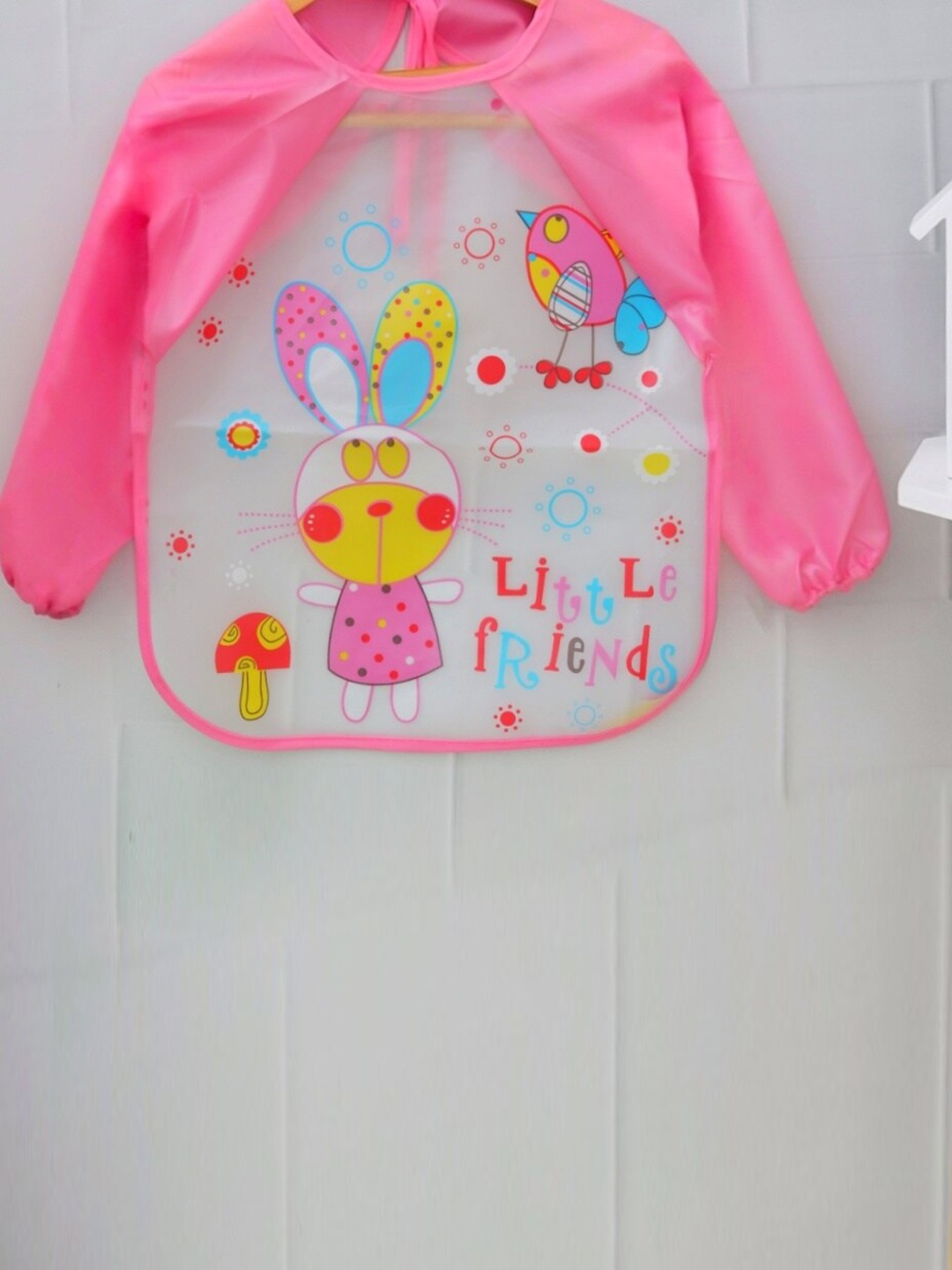 

Yellow Bee Girls Bunny Printed Soft Bibs, Pink