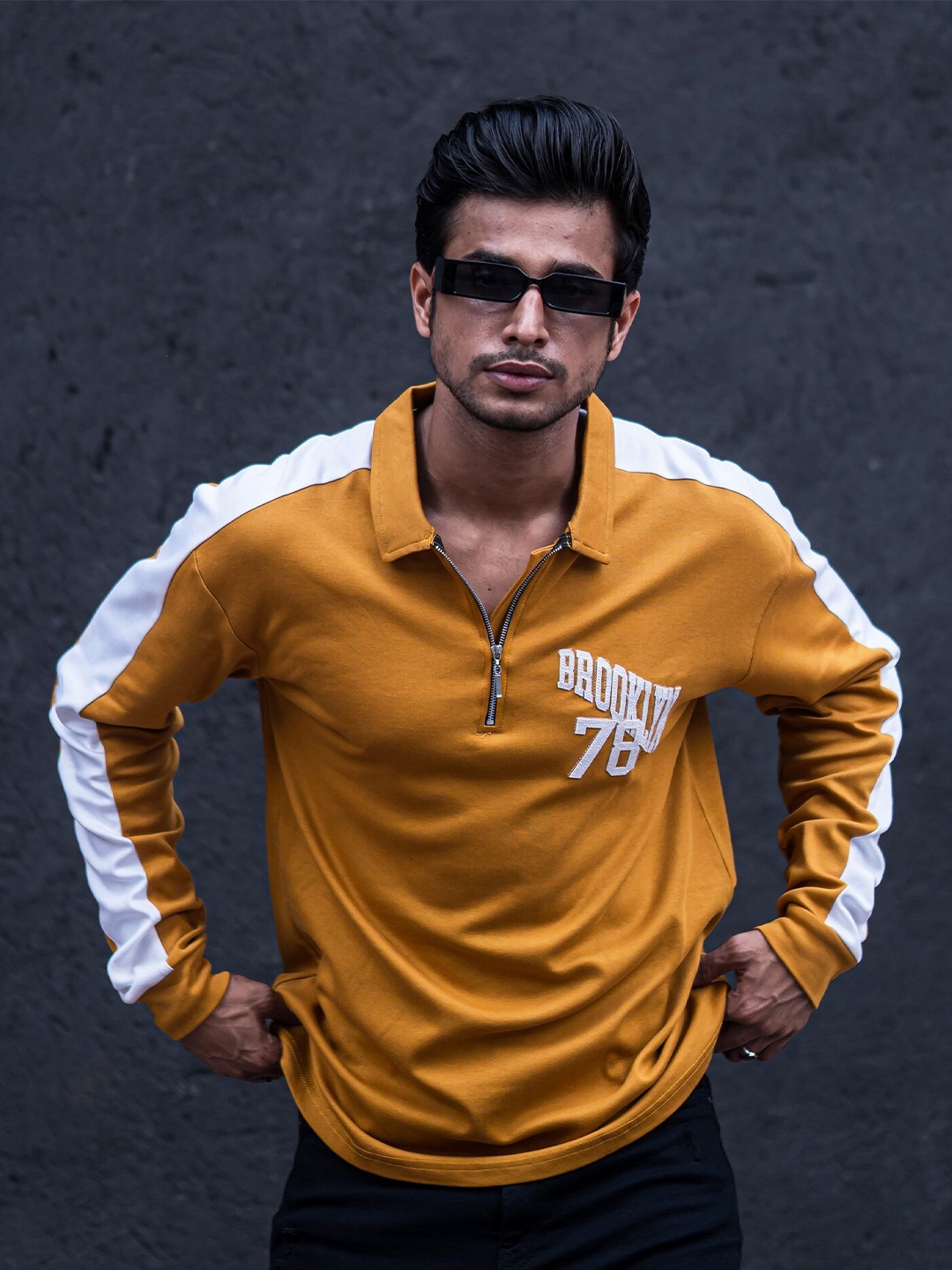 

Maniac Polo Collar Long Sleeves Pure Cotton T-shirt, Yellow