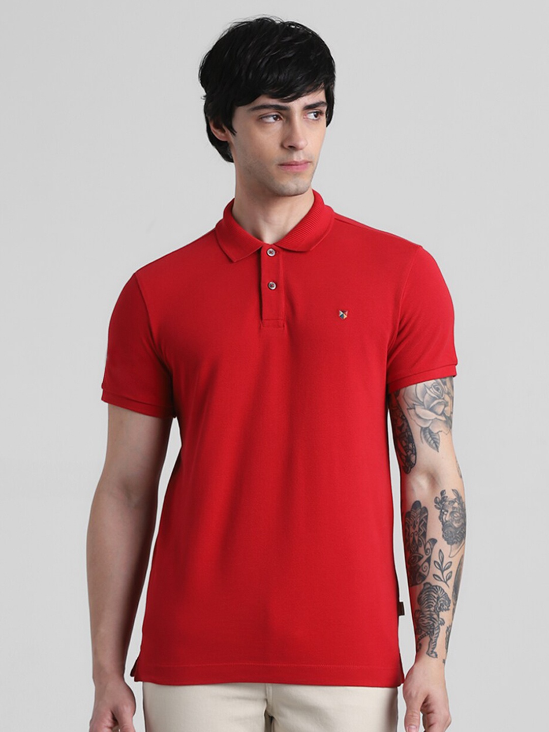 

Jack & Jones Polo Collar Slim Fit Cotton T-shirt, Red