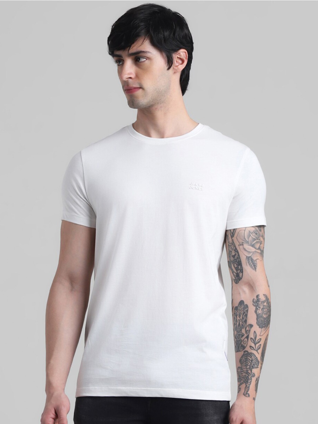 

Jack & Jones Slim Fit Pure Cotton Casual T-shirt, White