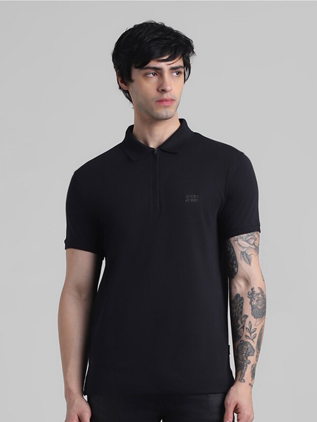 

Jack & Jones Polo Collar Pure Cotton Slim Fit T-shirt, Black