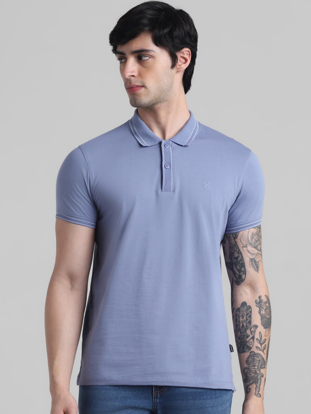 

Jack & Jones Polo Collar Pure Cotton Slim Fit T-shirt, Blue