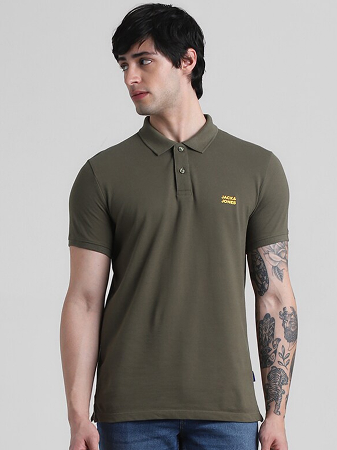 

Jack & Jones Polo Collar Slim Fit Pure Cotton T-shirt, Green