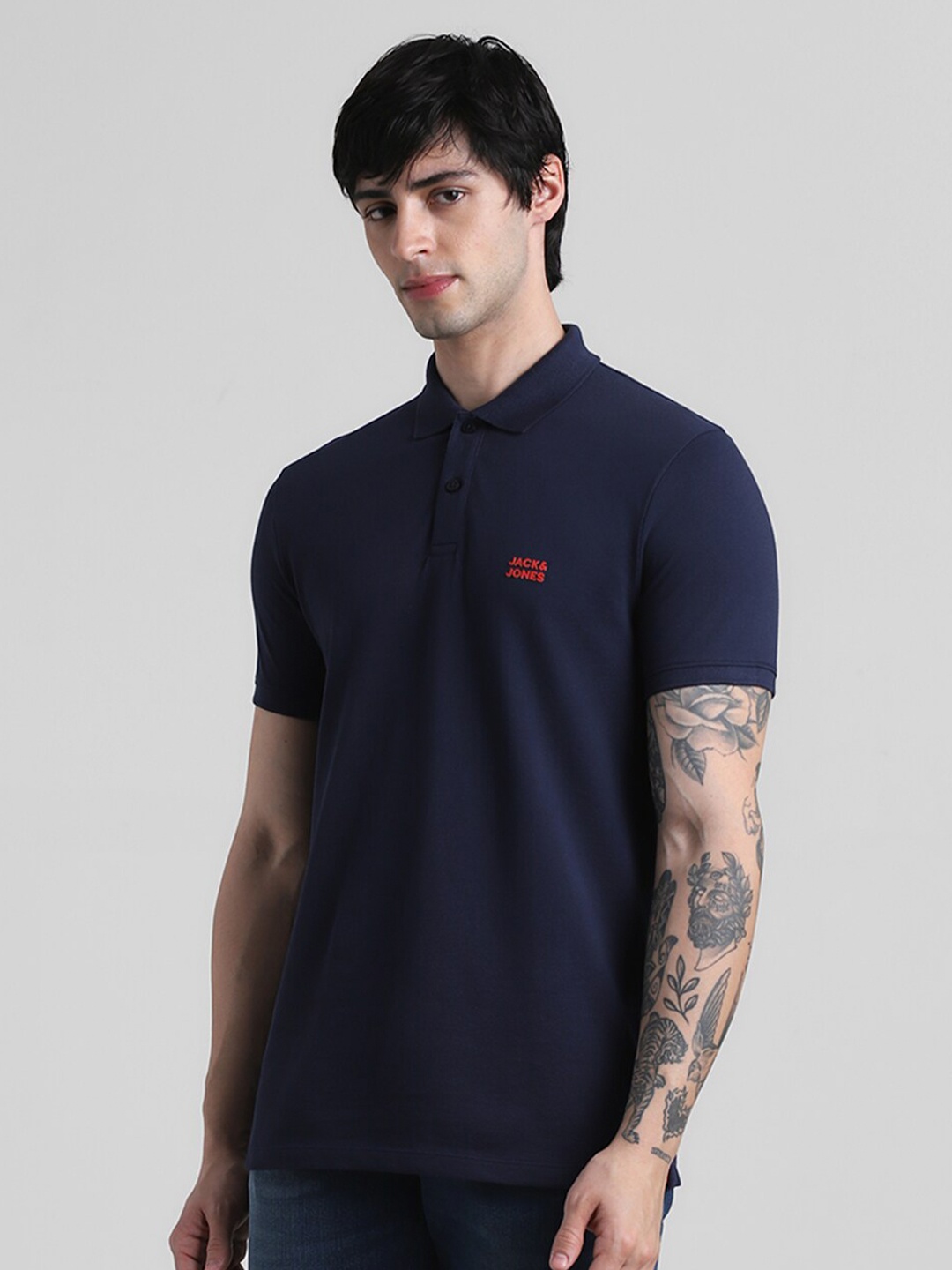 

Jack & Jones Polo Collar Slim Fit Cotton T-shirt, Navy blue