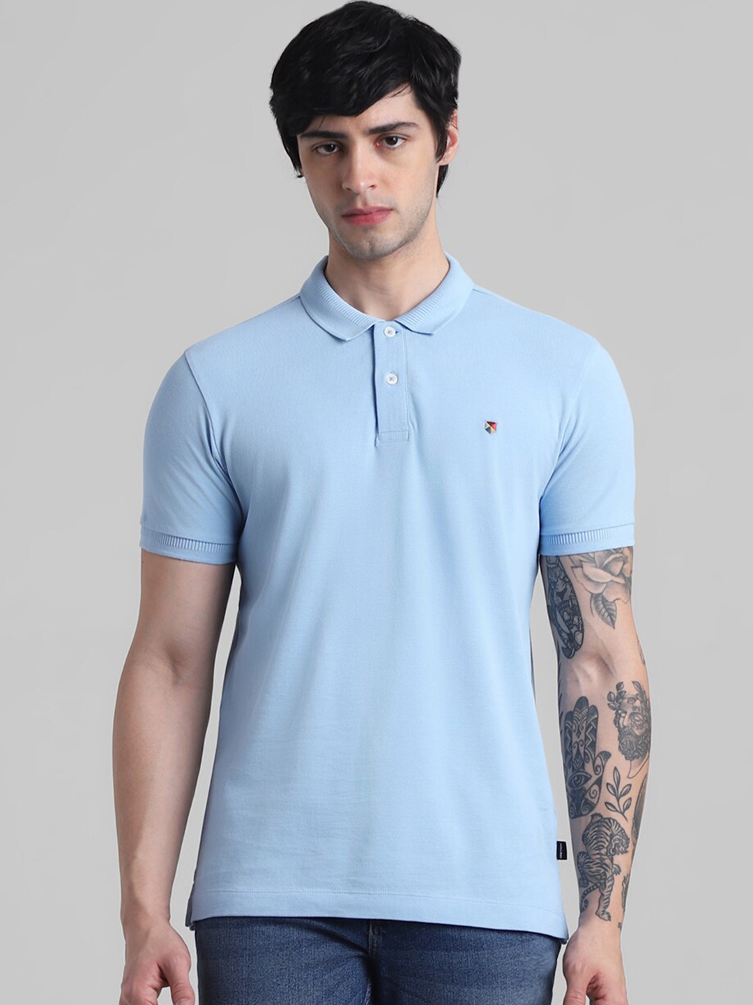 

Jack & Jones Polo Collar Pure Cotton Slim Fit T-shirt, Blue