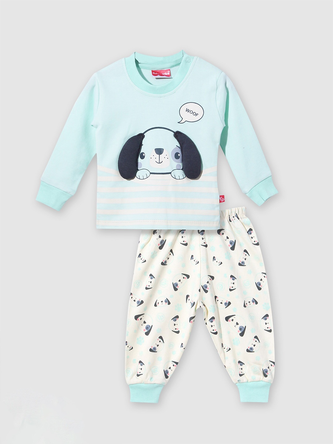 

Moms Love Infant Boys Printed T-shirt With Pyjamas, Sea green