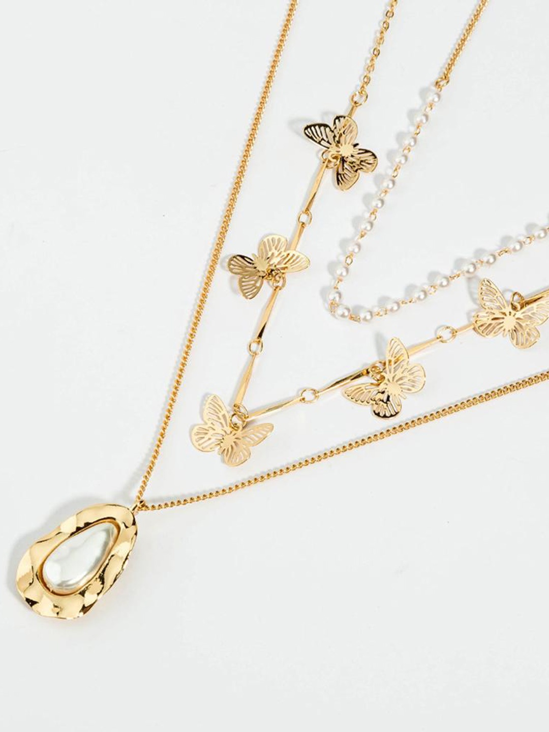 

Lyla Layered Artificial Stones Studded & Beaded Necklace, Gold