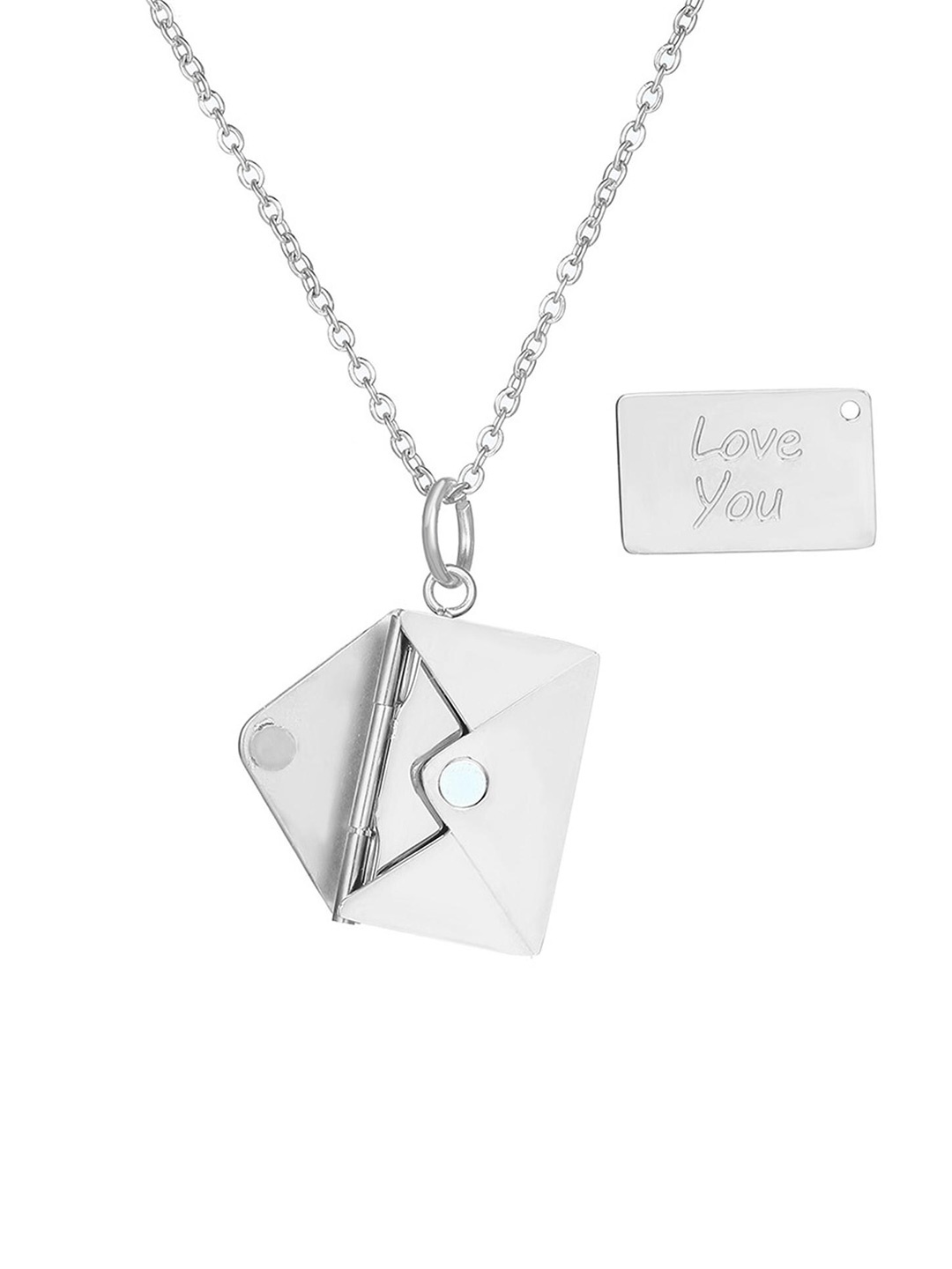 

Lyla Envelope Locket Pendant With Chain, Silver