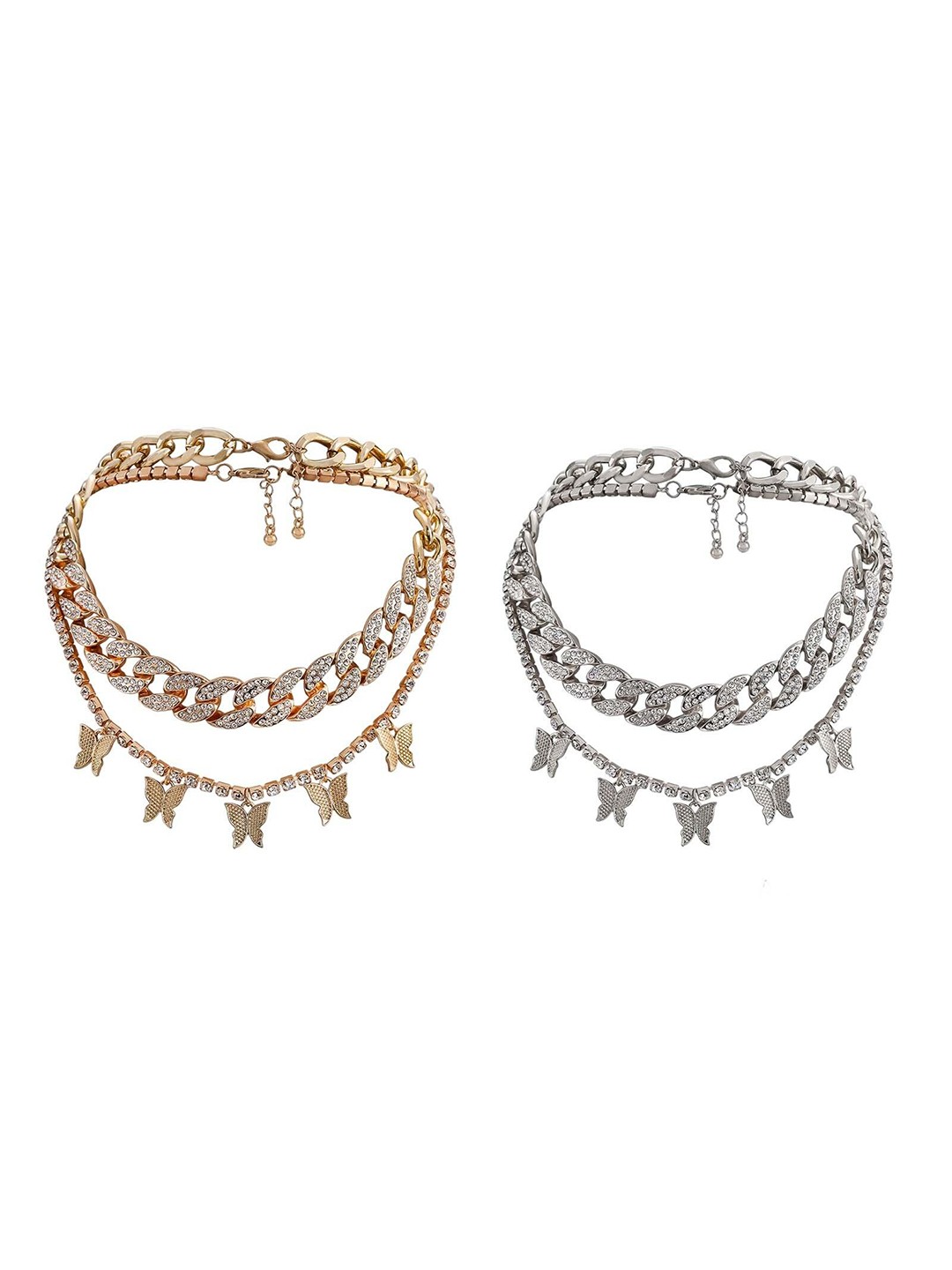 

Lyla Set Of 2 Stainless Steel Minimal Layered Necklace, Gold