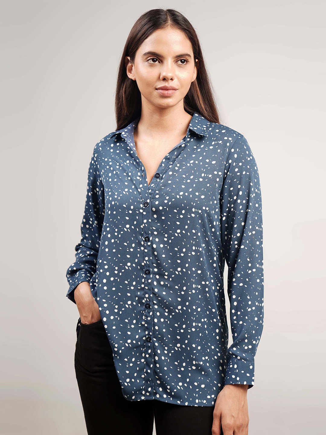 

IDK Abstract Printed Casual Shirt, Blue