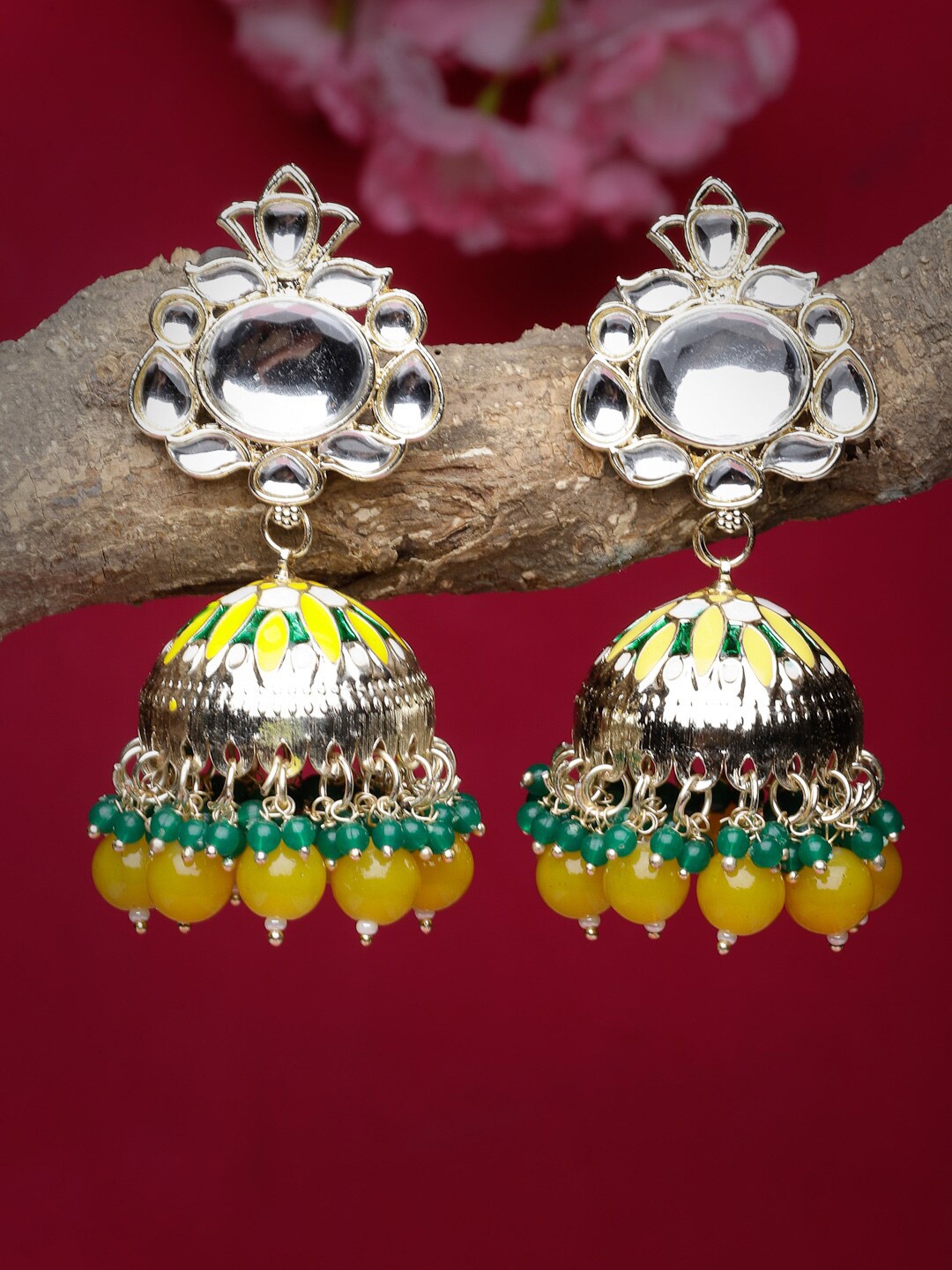 

Sukkhi Gold Plated Dome Shaped Kundan Studded Jhumkas