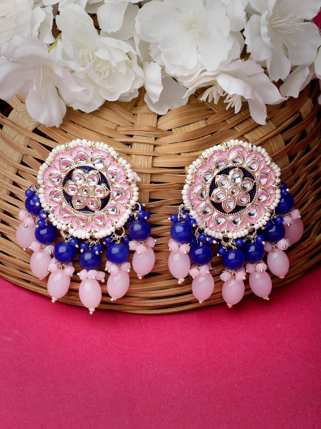 

Sukkhi Gold Plated Kundan Contemporary Studs, Pink