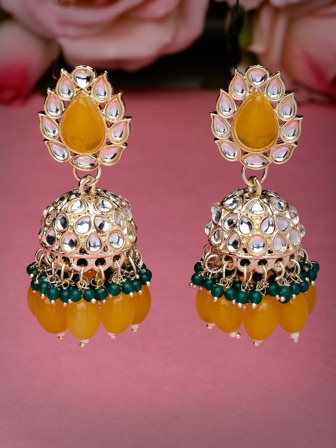 

Sukkhi Gold-Plated Kundan-Studded & Beaded Contemporary Jhumkas