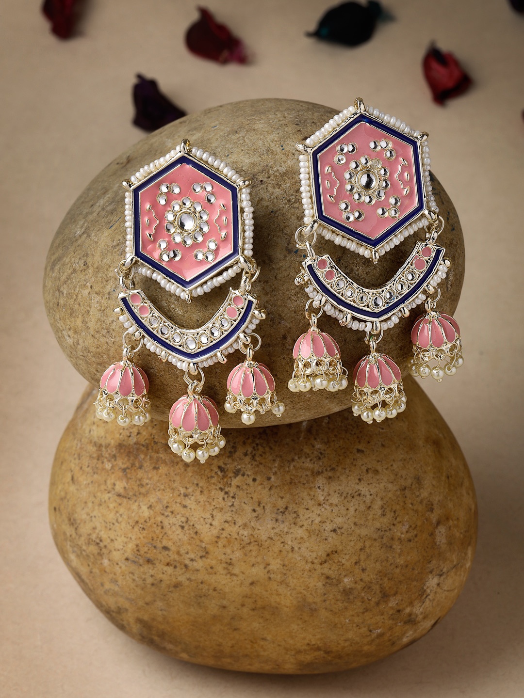 

Sukkhi Gold Plated Beaded Meenakari Jhumkas