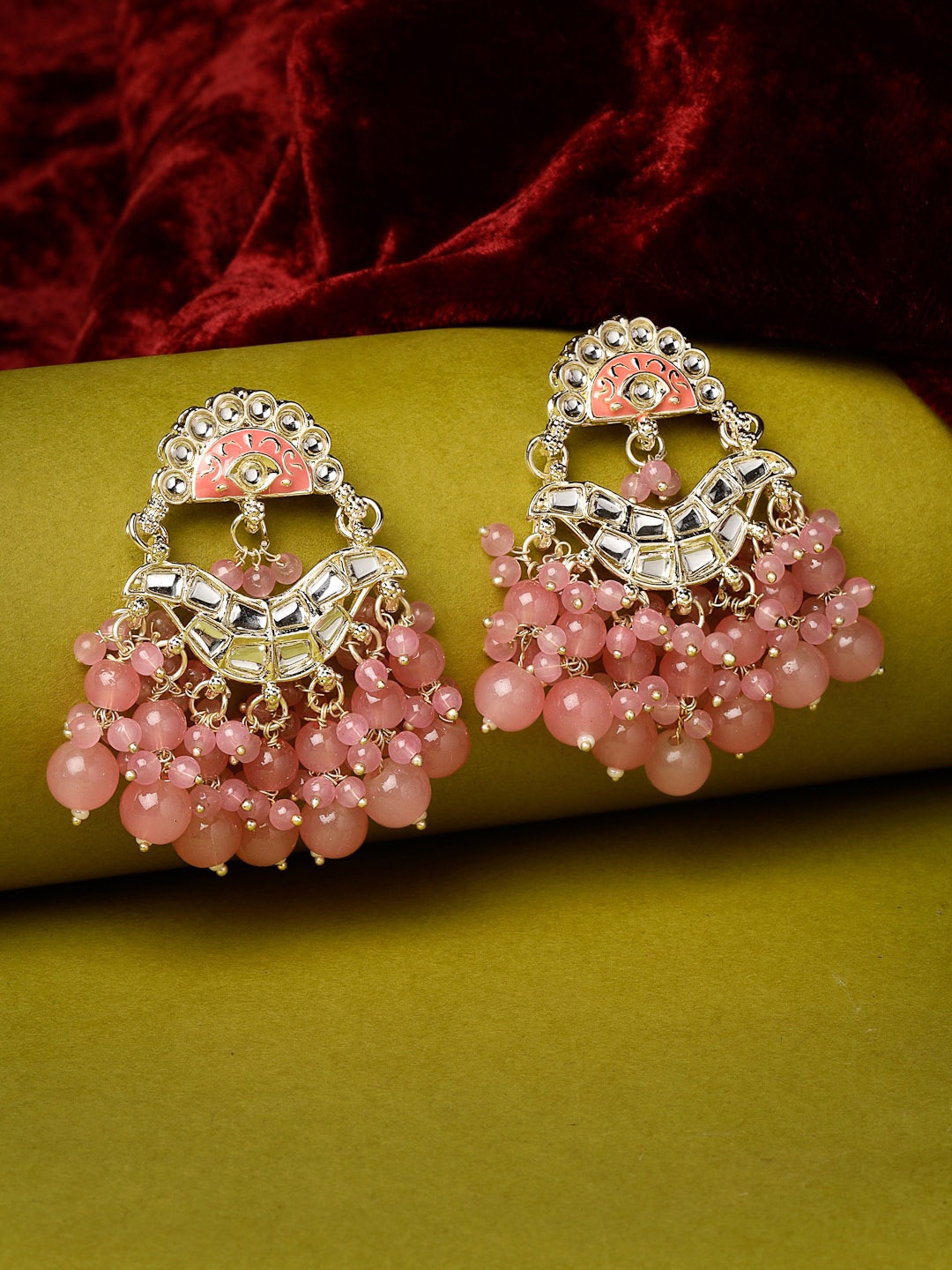 

Sukkhi Gold Plated Kundan Studded Contemporary Drop Earrings