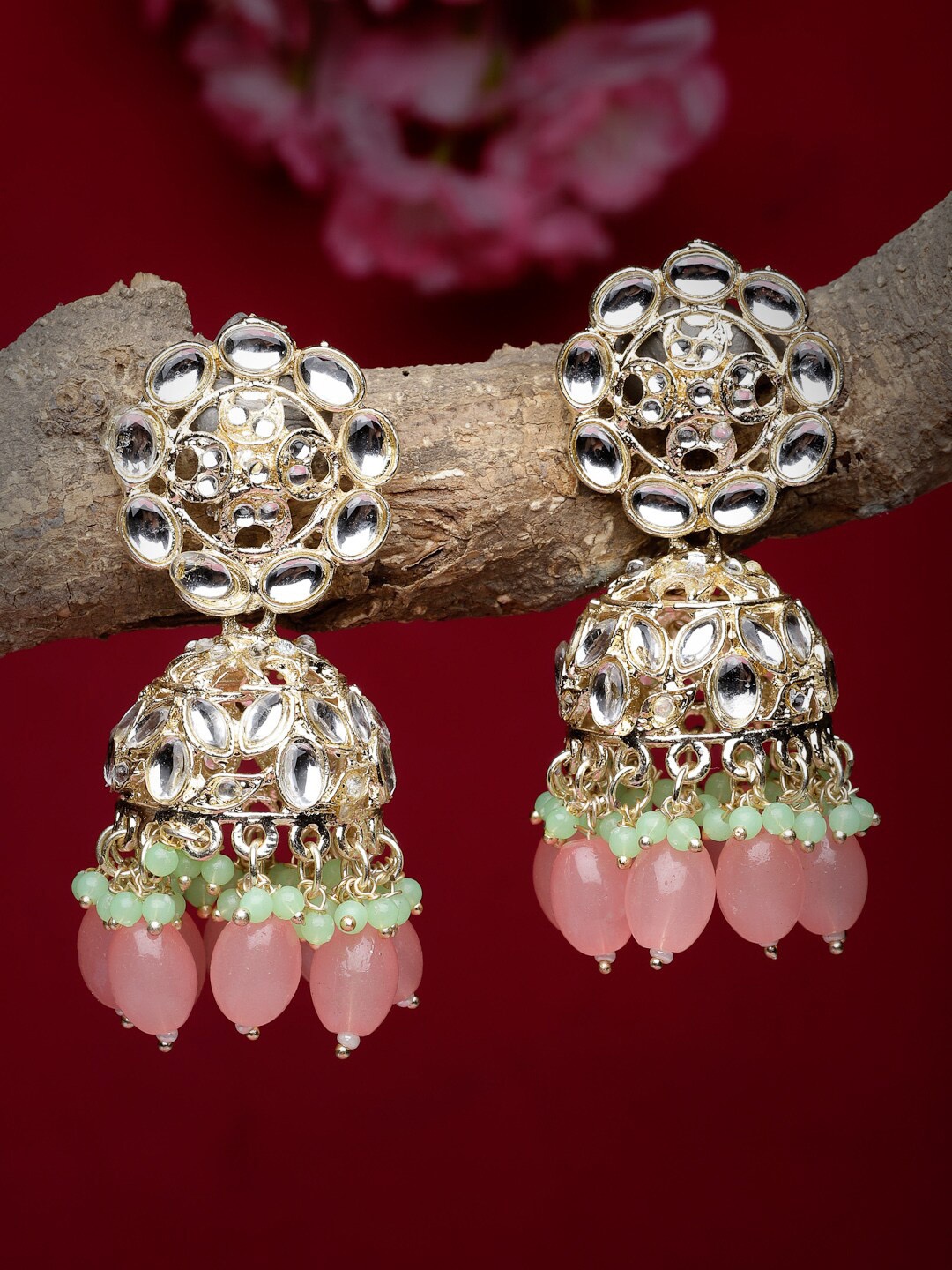 

Sukkhi Gold Plated Contemporary Jhumkas, Pink