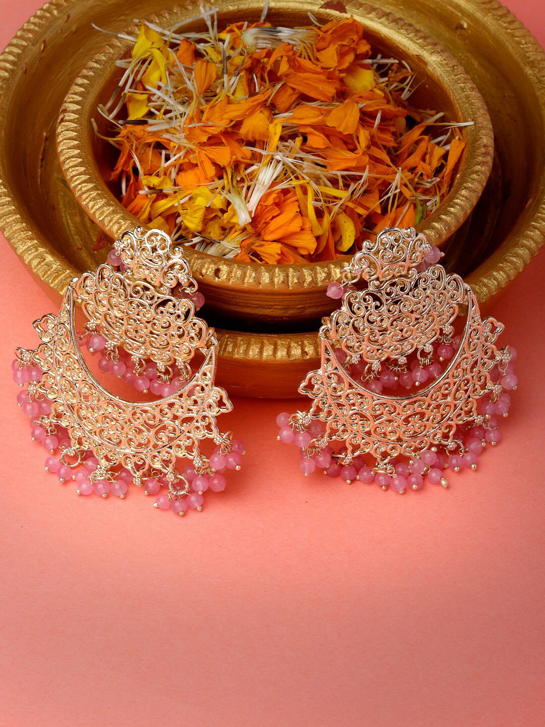 

Sukkhi Gold Plated Beaded Chandbalis, Pink