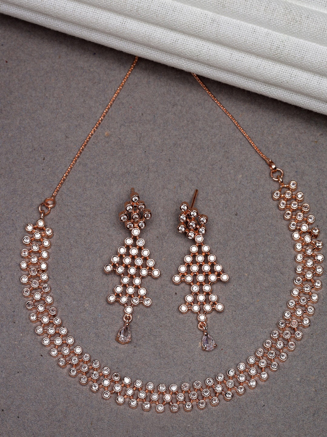 

Sukkhi Rose Gold-Plated AD-Studded Jewellery Set