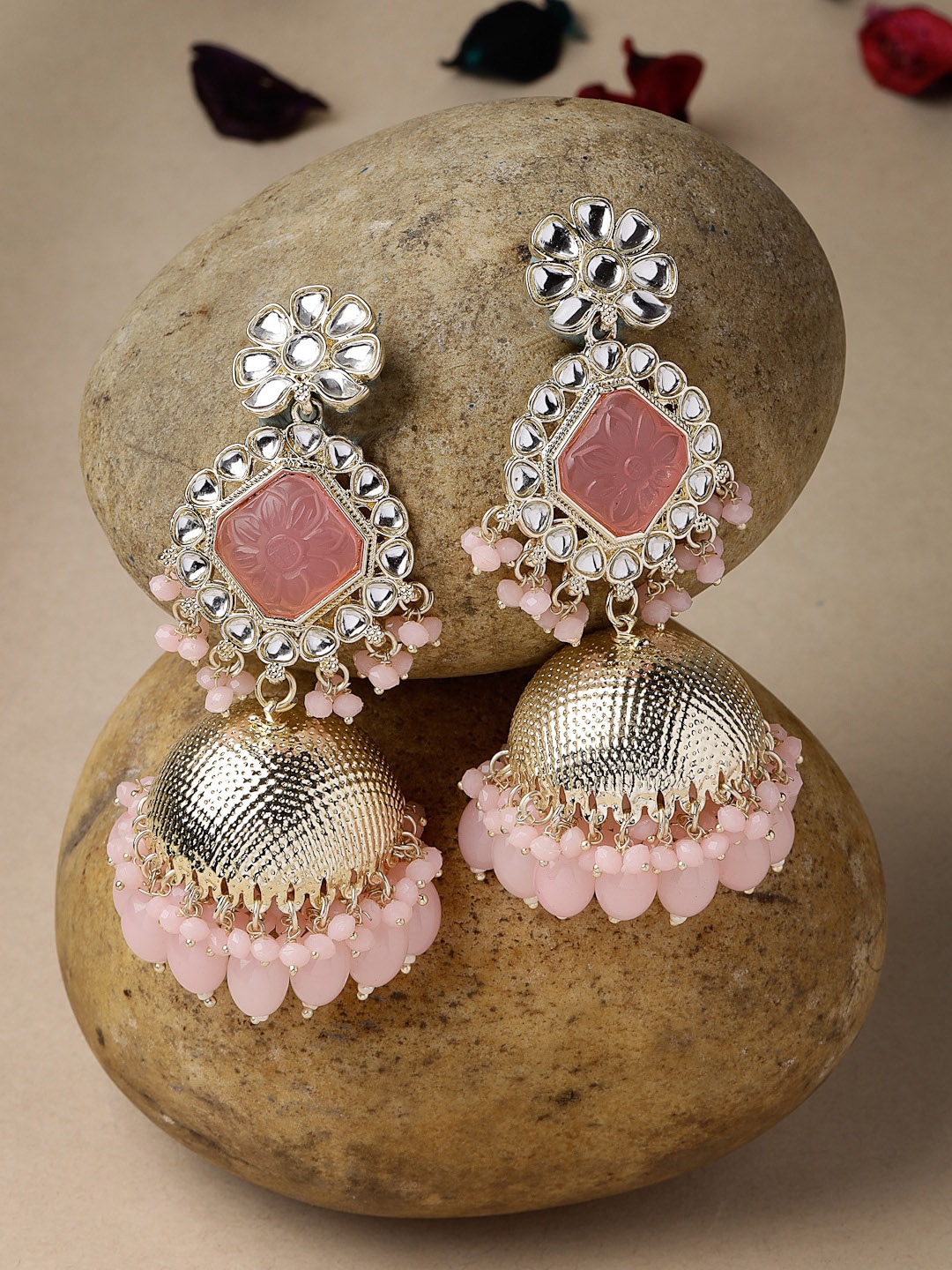 

Sukkhi Gold Plated Kudan Studded Beaded Jhumkas