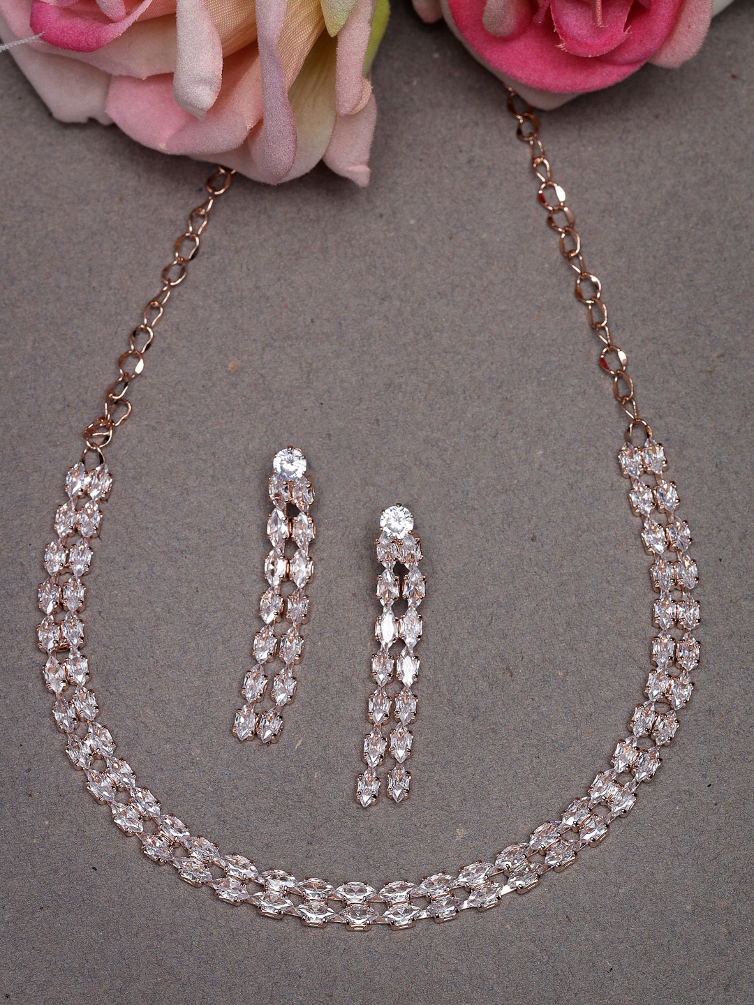 

Sukkhi Rose Gold-Plated AD-Studded Jewellery Set