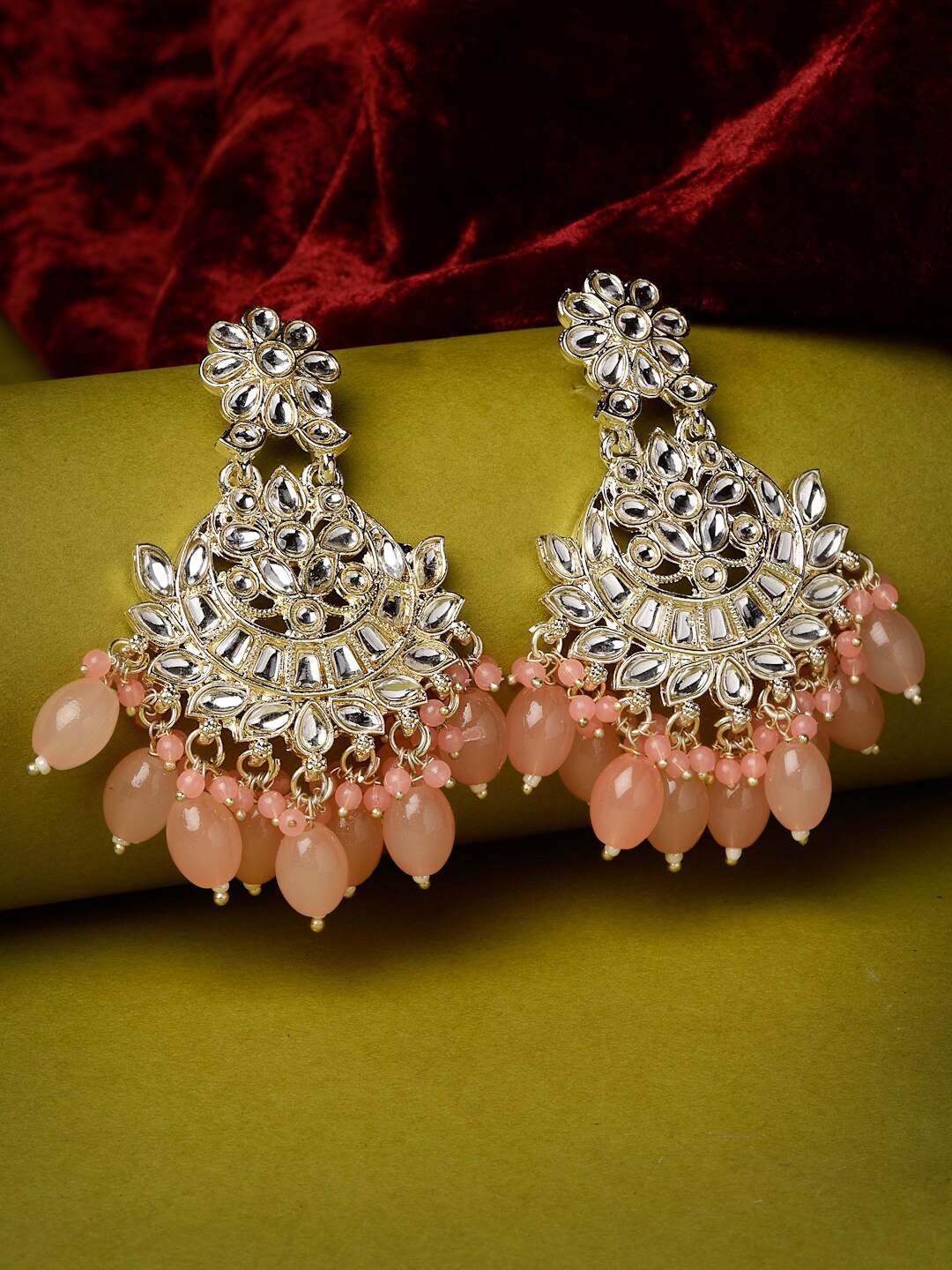 

Sukkhi Gold Plated Contemporary Kundan Studded & Beaded Drop Earrings