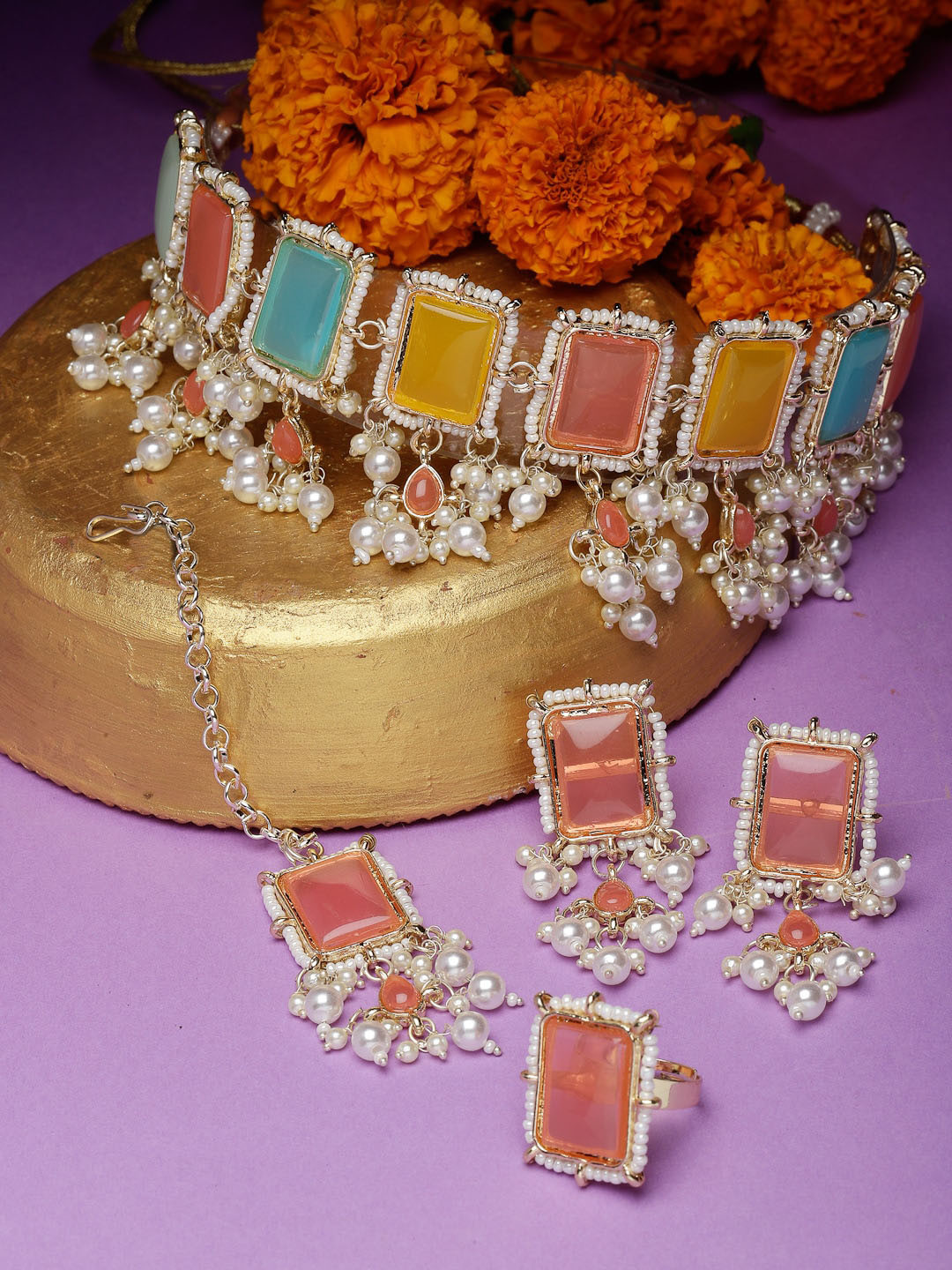 

Sukkhi Gold-Plated Beads-Studded Jewellery Set