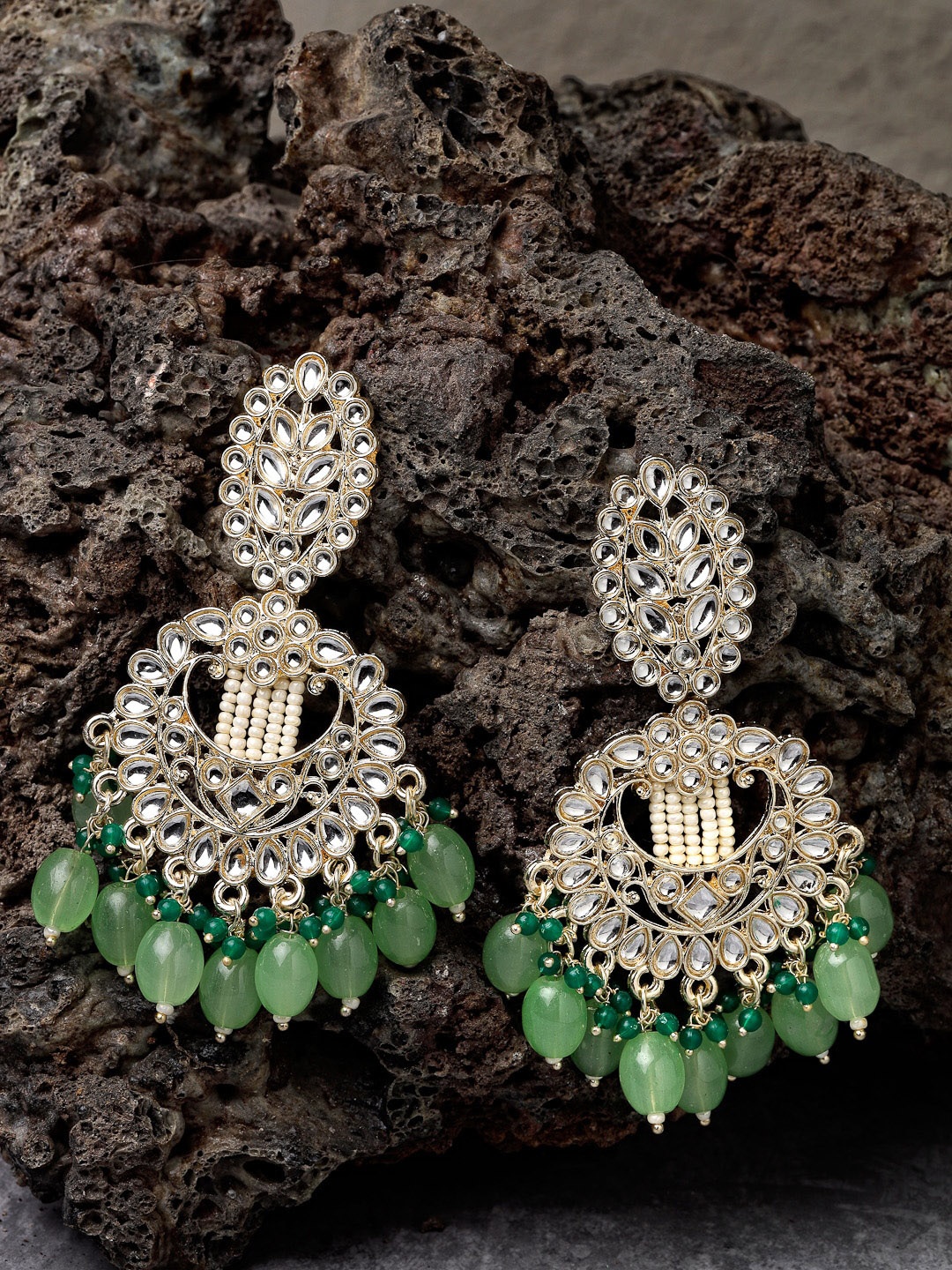 

Sukkhi Gold Plated Contemporary Drop Earrings, Green