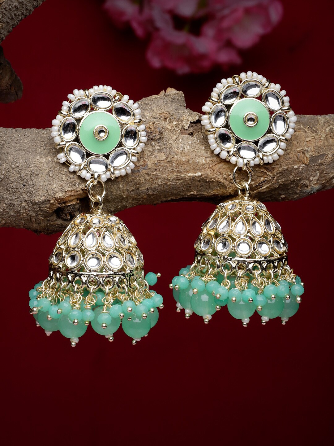 

Sukkhi Gold-Plated Kundan-Studded Dome Shaped Jhumkas
