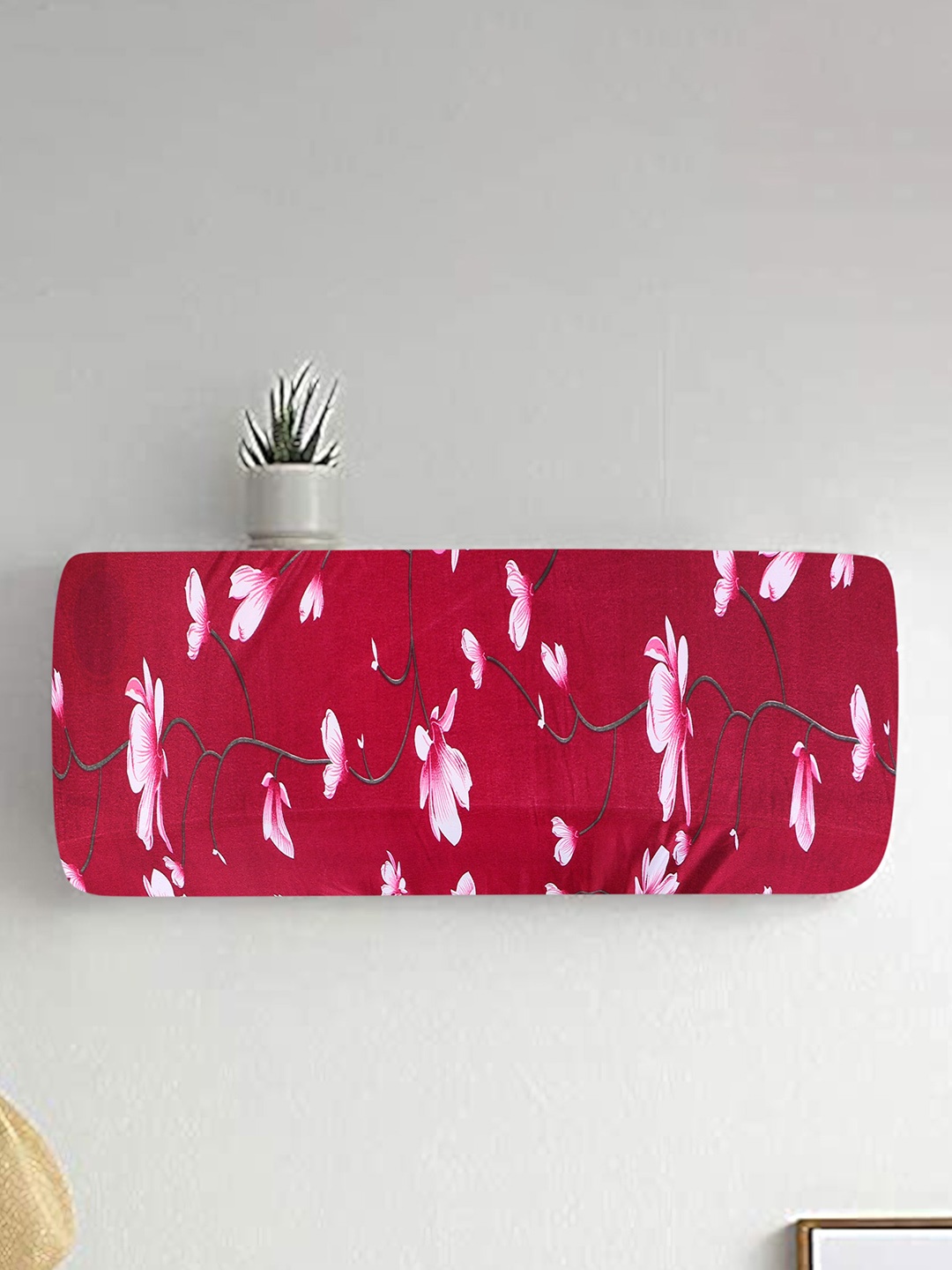 

Dakshya Industries Maroon & Pink Printed Elastic Split AC Cover