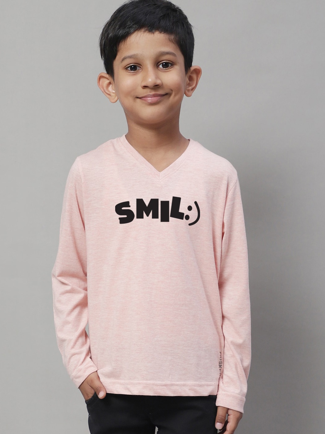 Friskers Boys Typography Printed Pure Cotton T-Shirt, Pink