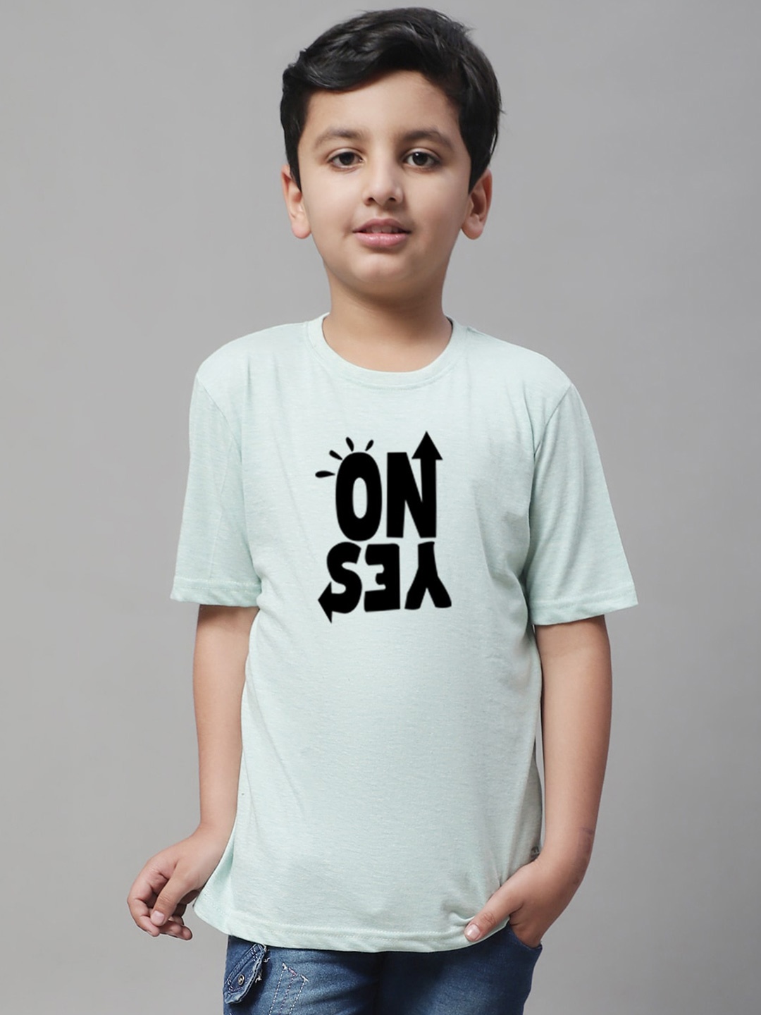 

Friskers Boys Typography Printed Short Sleeves Pure Cotton T-shirt, Sea green
