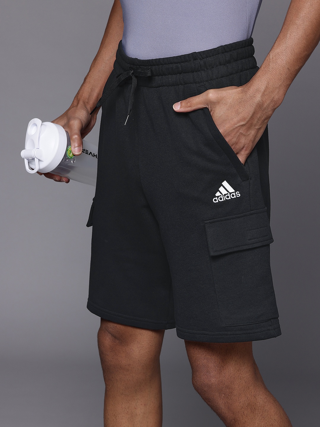 

ADIDAS Men Essentials French Terry Cargo Shorts, Black