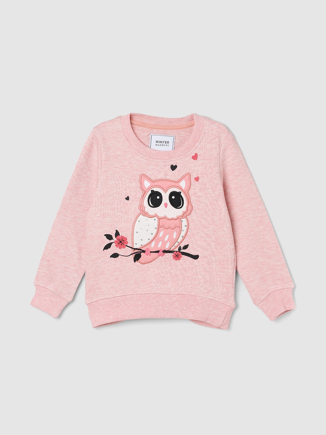 

max Girls Graphic Printed Pure Cotton Sweatshirt, Pink
