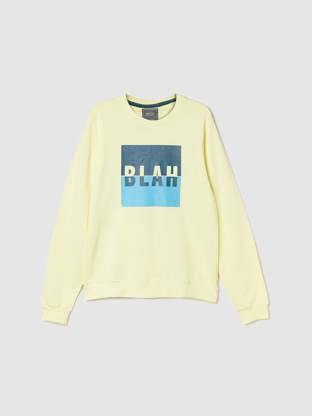 

max Boys Typography Printed Pure Cotton Pullover Sweatshirt, Yellow