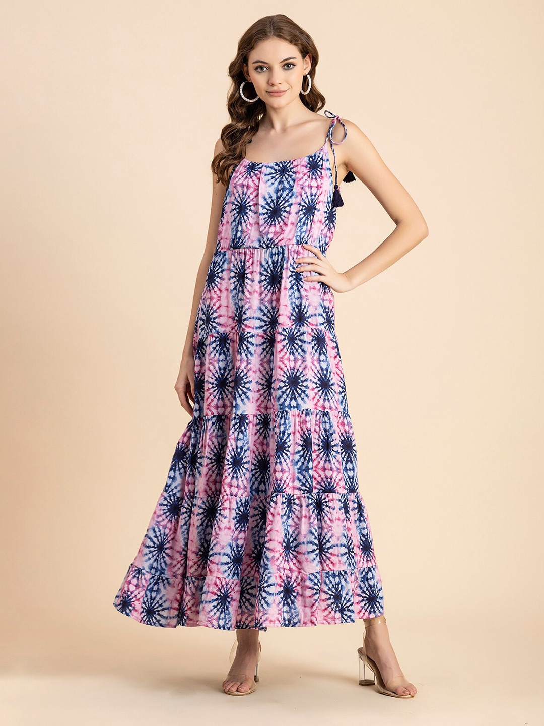 

Moomaya Abstract Printed Shoulder Straps Maxi Dress, Blue