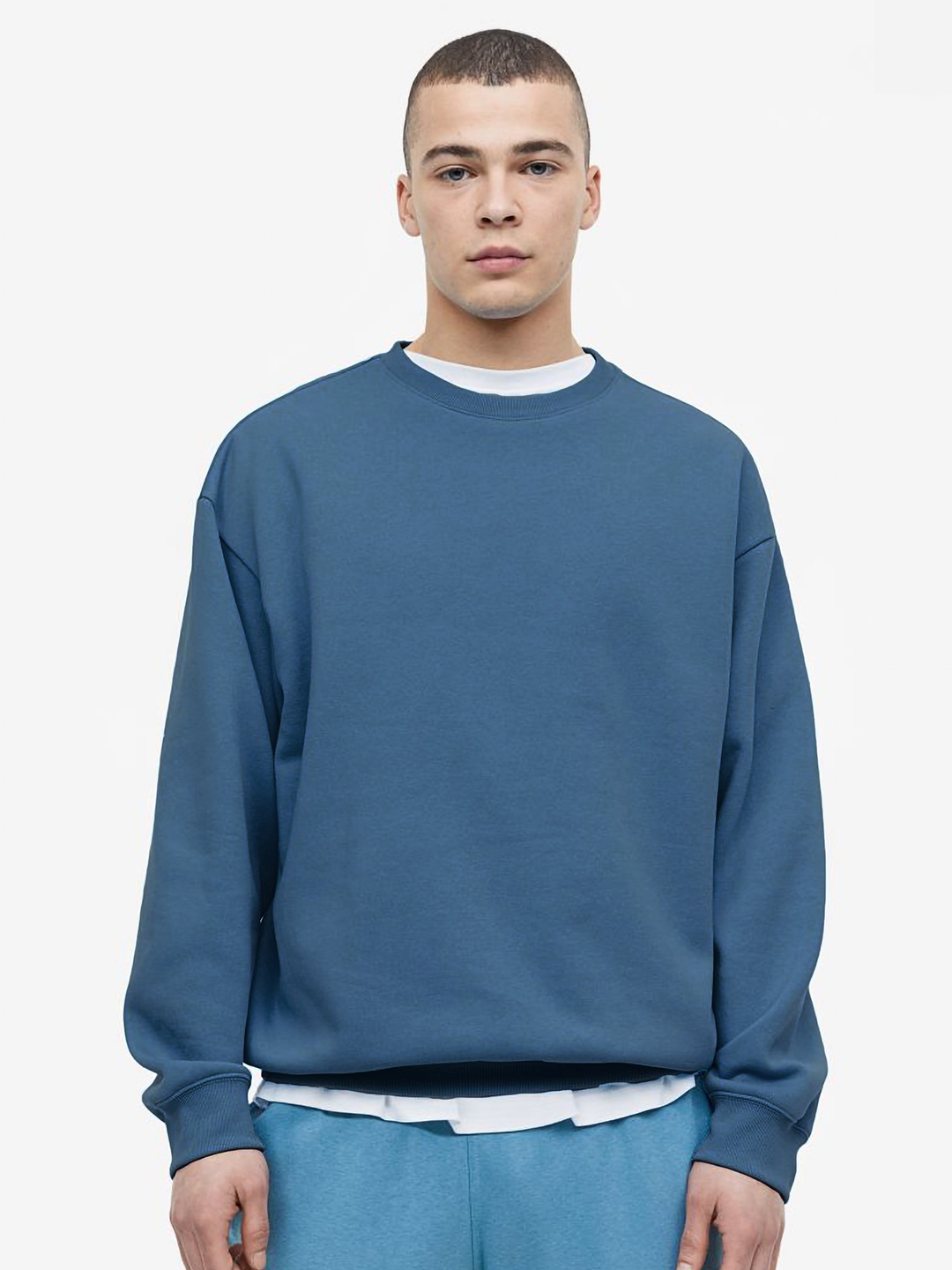 

MISCHIEF MONKEY Round Neck Fleece Pullover Sweatshirt, Blue