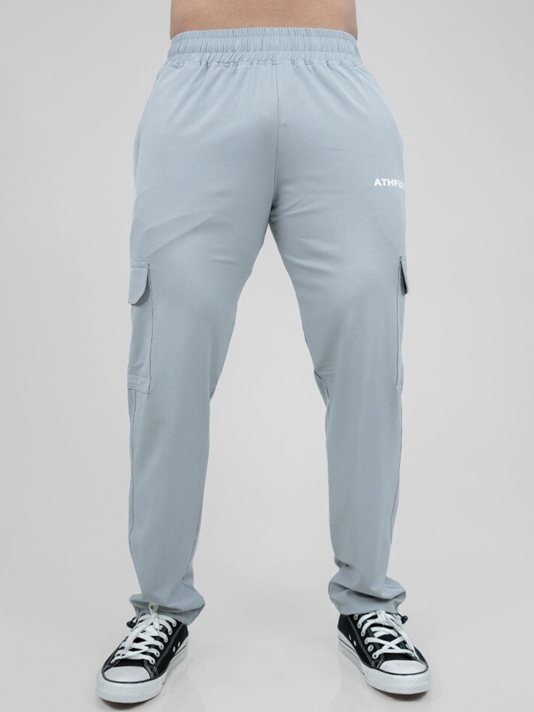 

Athflex Men Mid-Rise Cargo Joggers, Grey