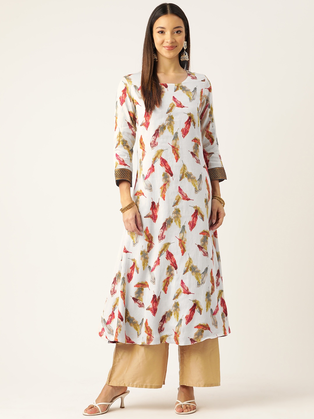 

Rue Collection Women Floral Printed Reversible Anarkali Kurta, Maroon