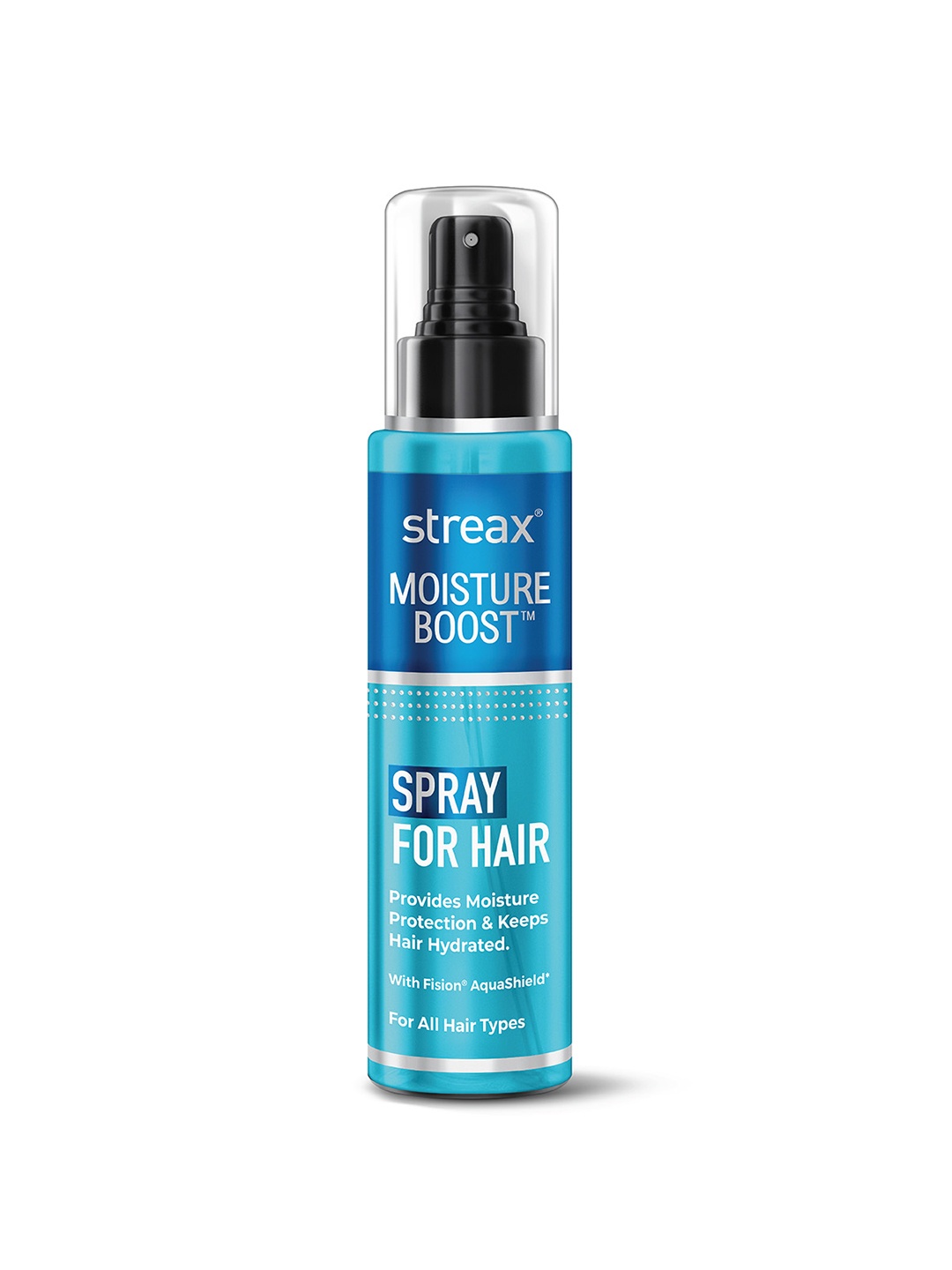 

Streax Moisture Boost Spray Hair Serum with Fision AquaShield - 100ml, Blue