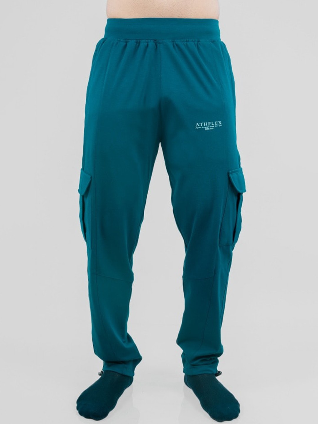 

Athflex Men Brand Logo Printed Regular Fit Joggers, Teal
