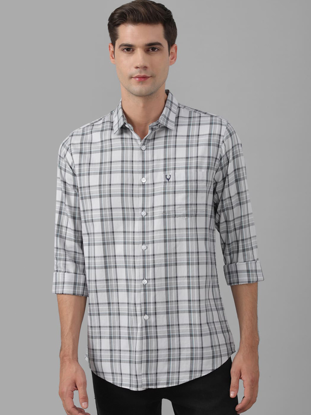 

Allen Solly Slim Fit Tartan Checked Pure Cotton Casual Shirt, White