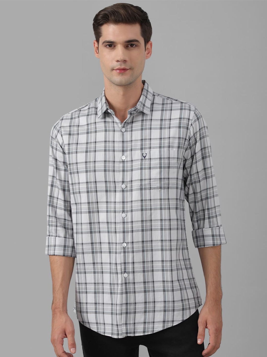 

Allen Solly Slim Fit Tartan Checks Pure Cotton Casual Shirt, White