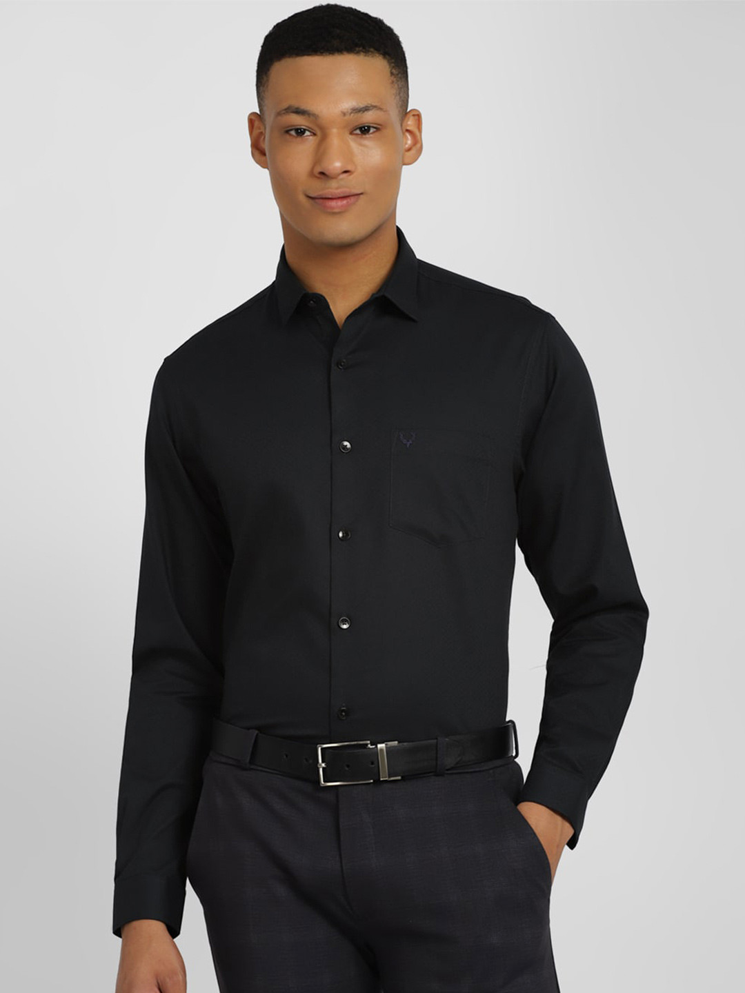 

Allen Solly Spread Collar Slim Fit Opaque Cotton Formal Shirt, Black