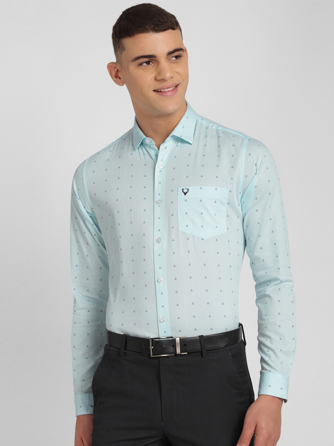 

Allen Solly Slim Fit Printed Pure Cotton Formal Shirt, Blue