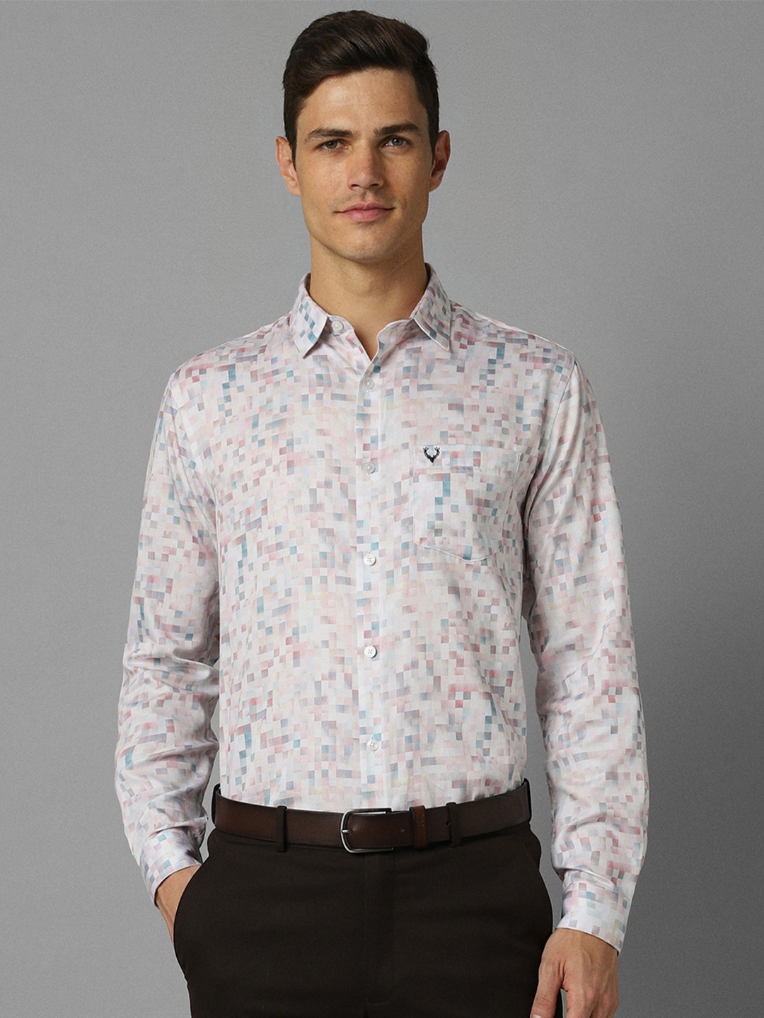 

Allen Solly Slim Fit Abstract Printed Pure Cotton Formal Shirt, White