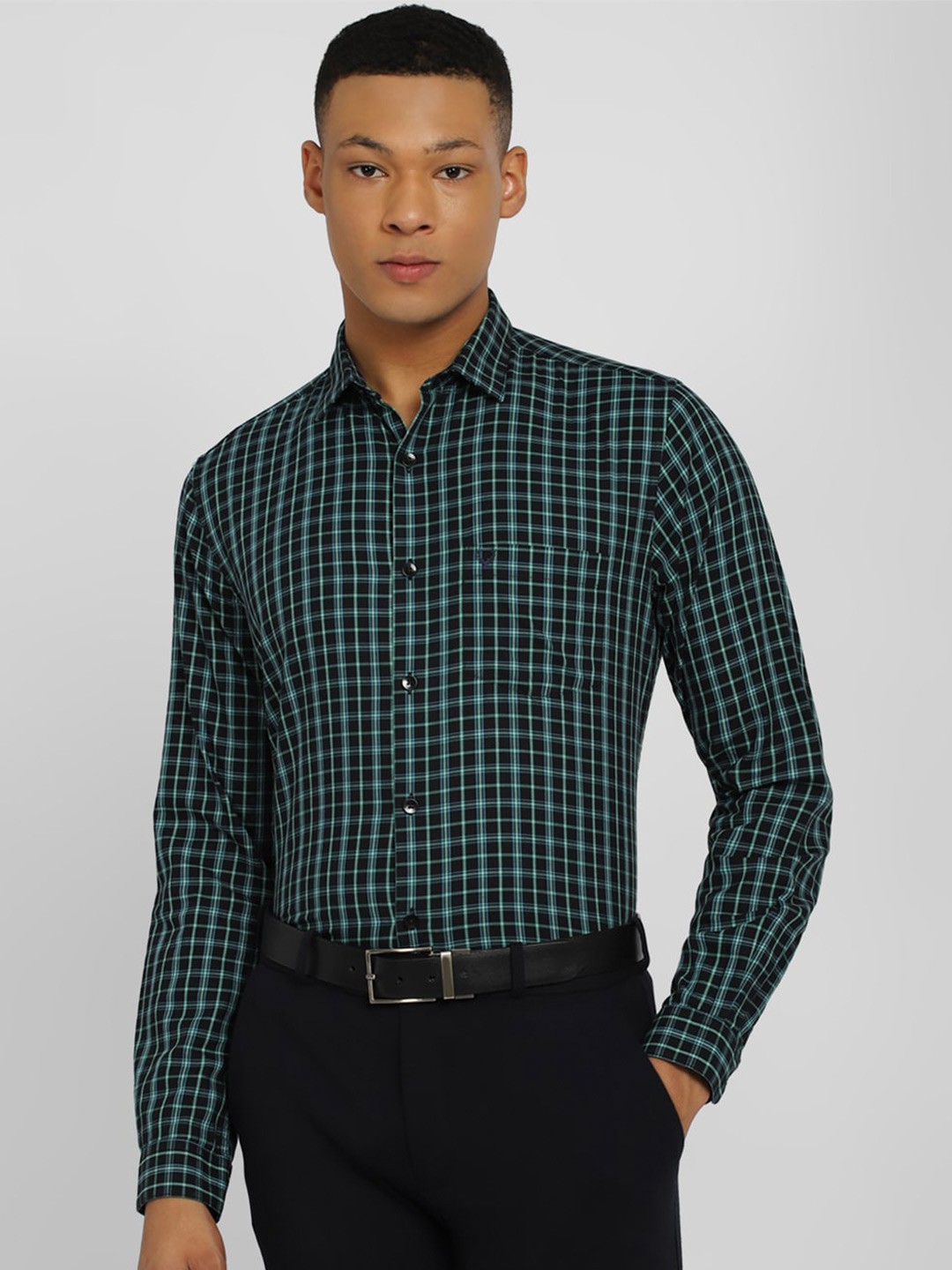 

Allen Solly Slim Fit Checked Pure Cotton Formal Shirt, Black